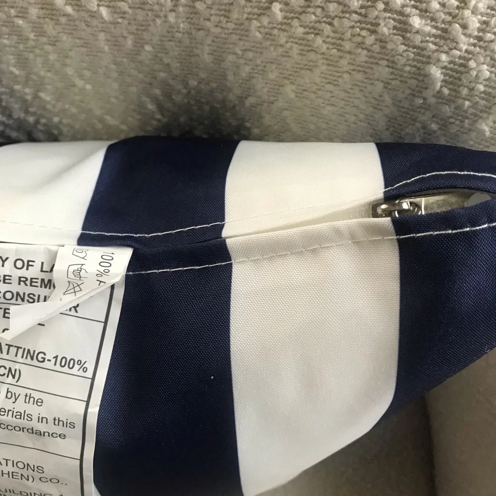 NEW Striped Navy and White Decorative Throw Pillow by 15”x15” set of 2